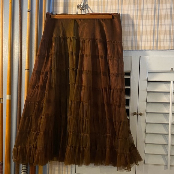 SOLD Brown Boho layered hem frills skirt - Picture 4 of 4